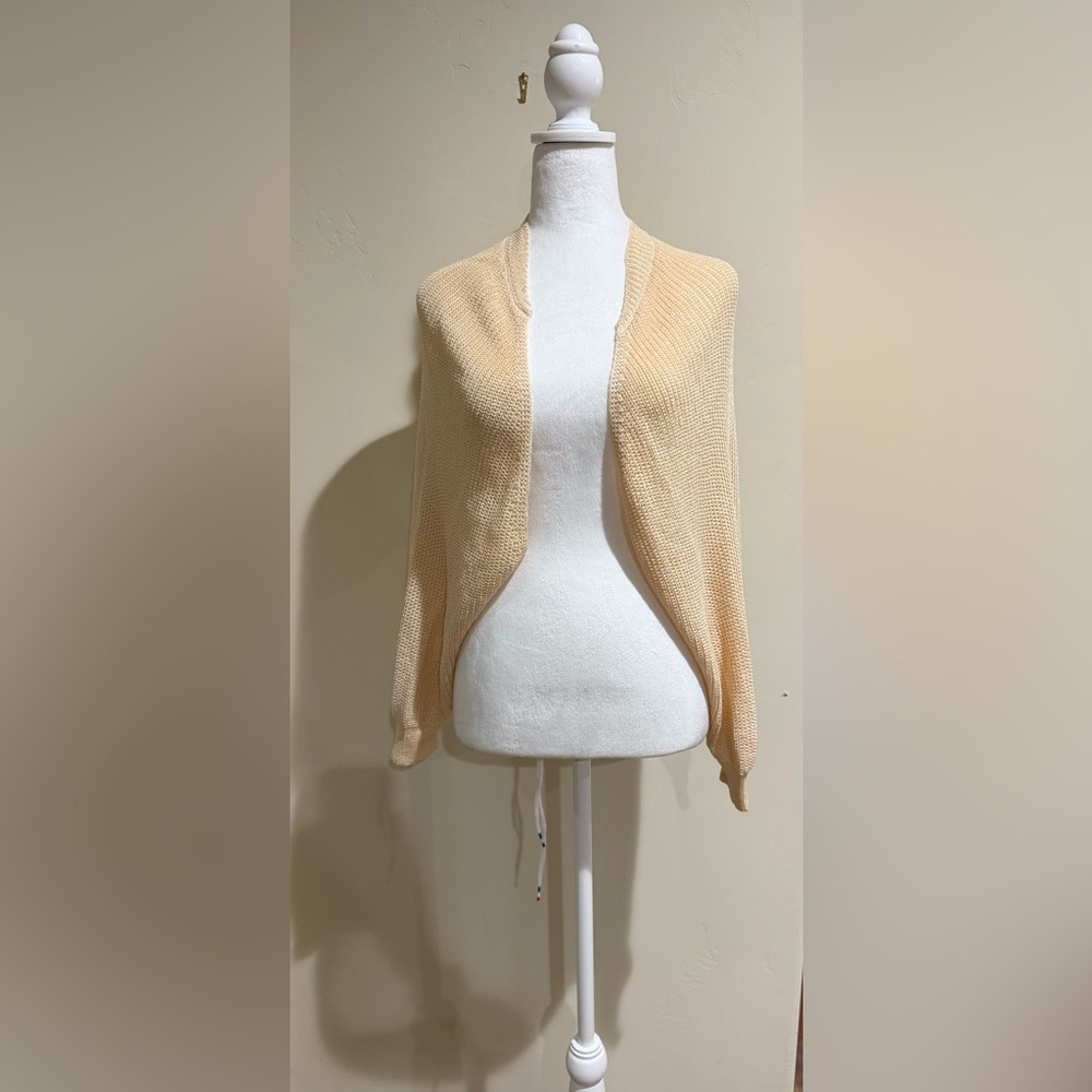 Anthropologie Tan Open-Front Cardigan